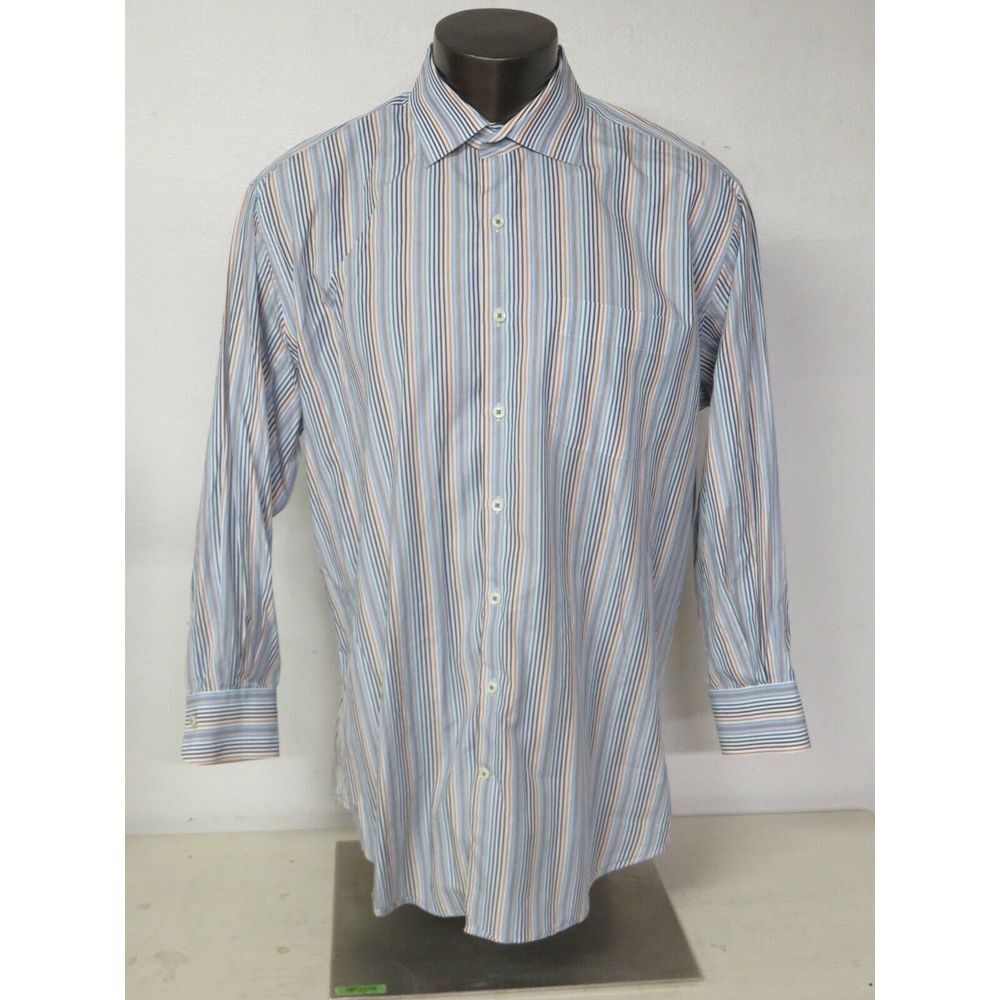 Mens Peter Millar Button Front Shirt Size XL Cotton Long Sleeve Striped Colorful